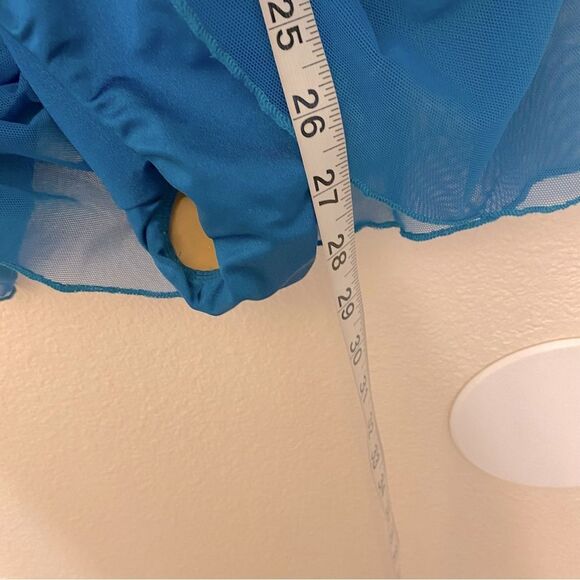 The Line up solo dance costume ALYSHA BIKETARD teal mallard green rhinestone XLC - Picture 8 of 9